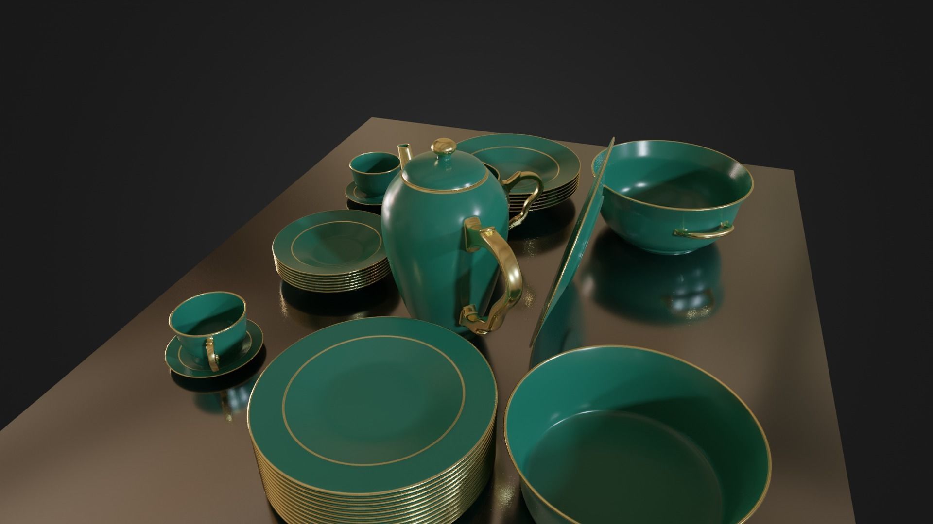 Dinner set 01 Low-poly 3D model_28
