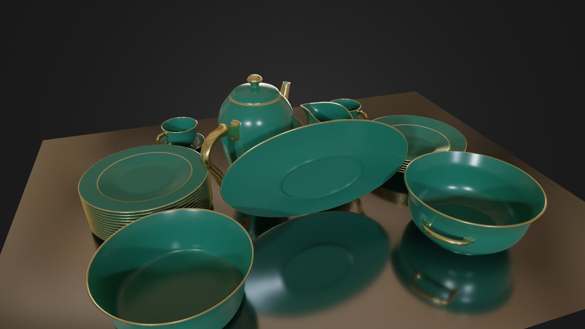 Dinner set 01 Low-poly 3D model_22