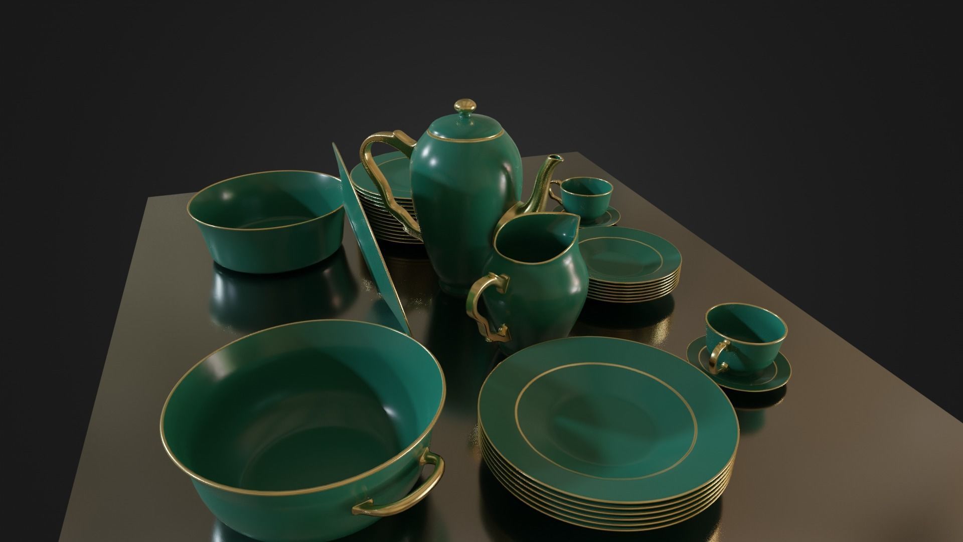 Dinner set 01 Low-poly 3D model_12