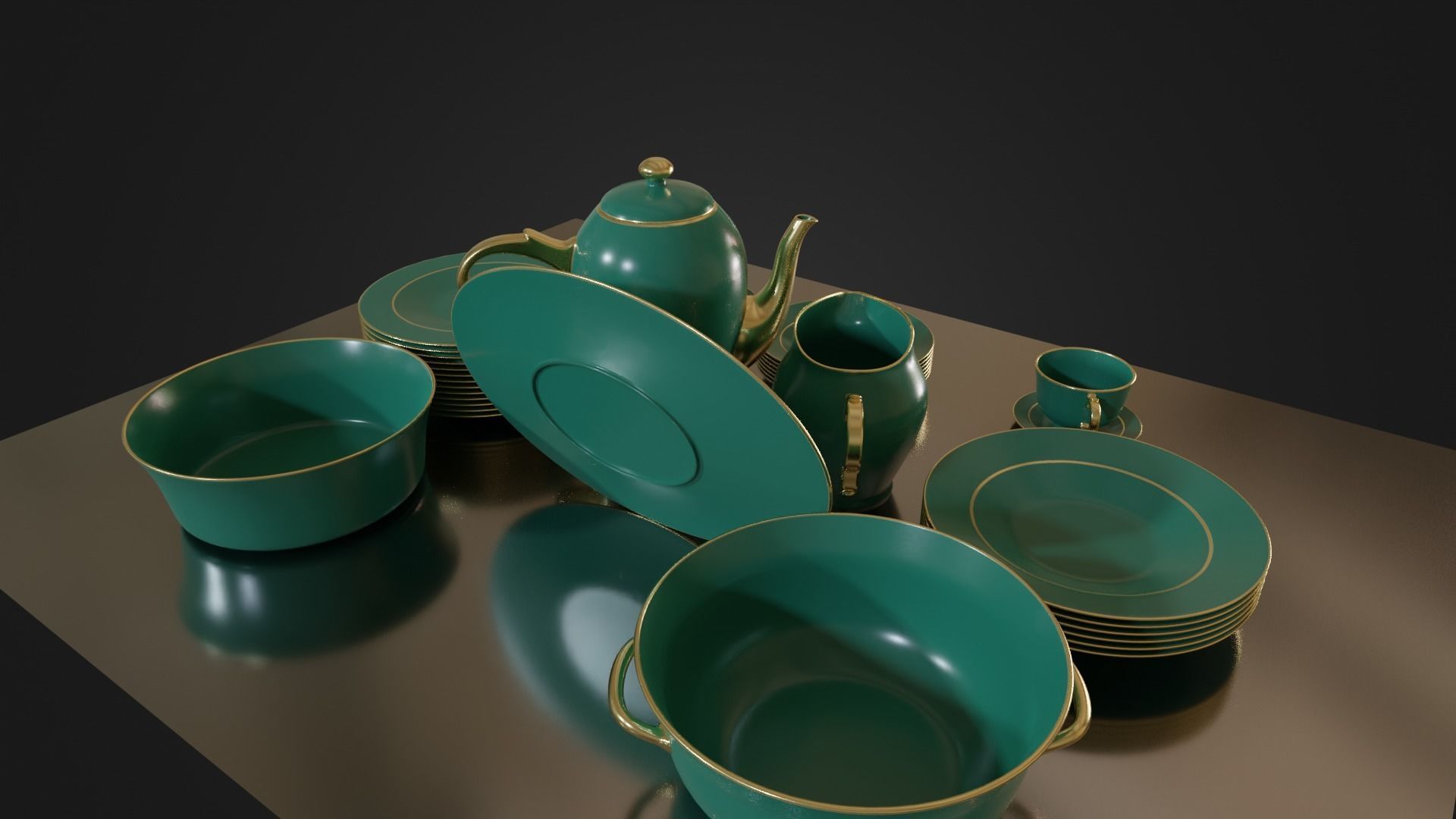 Dinner set 01 Low-poly 3D model_16