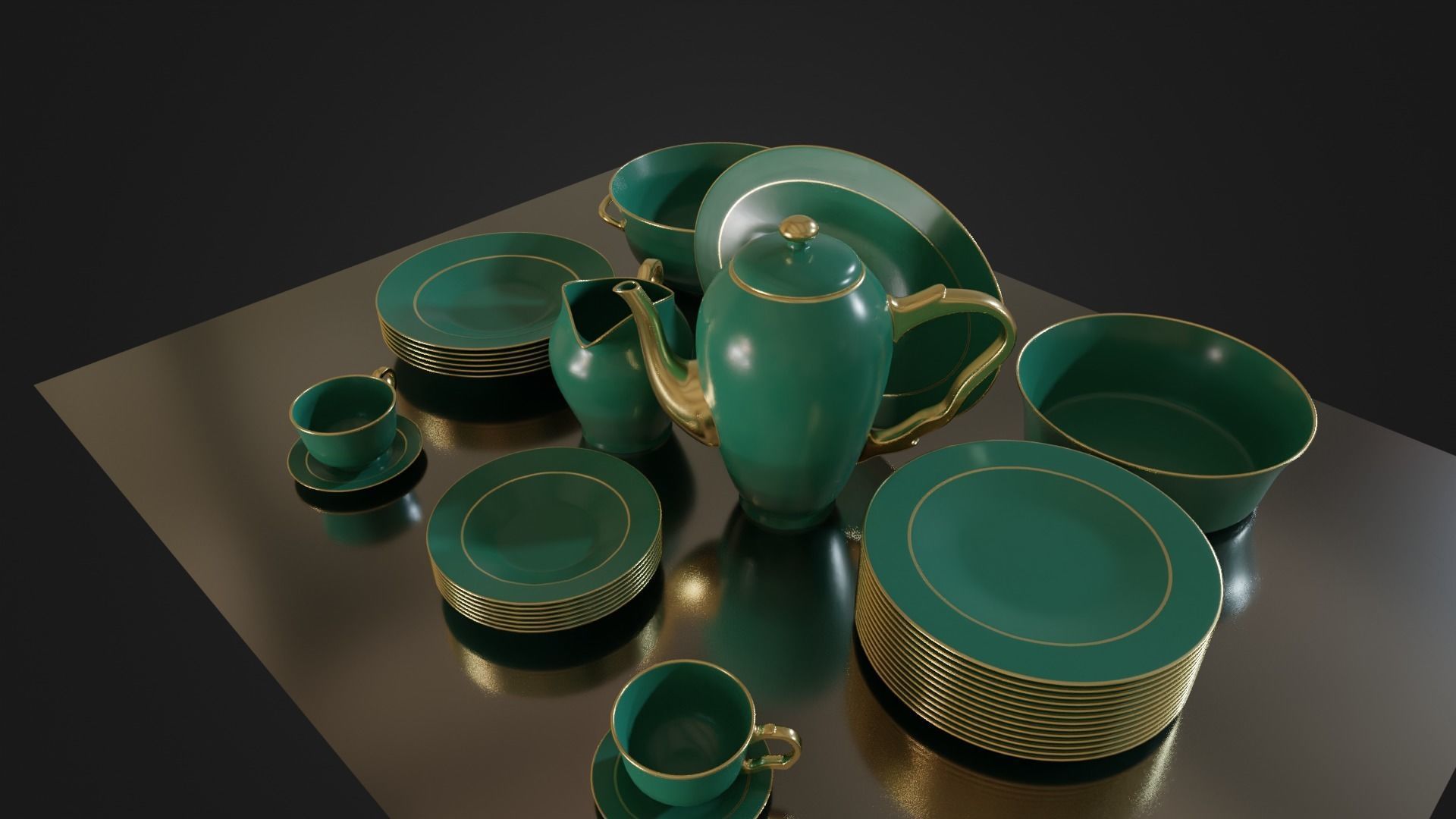 Dinner set 01 Low-poly 3D model_35