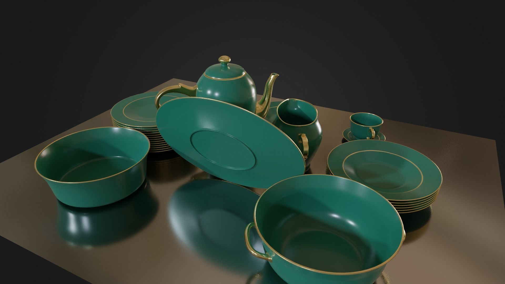 Dinner set 01 Low-poly 3D model_17
