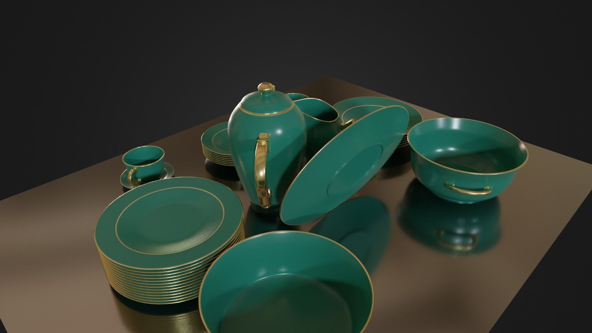 Dinner set 01 Low-poly 3D model_25