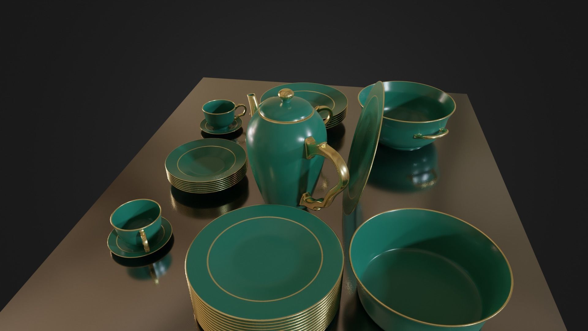 Dinner set 01 Low-poly 3D model_29