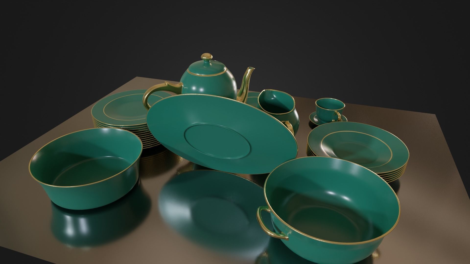 Dinner set 01 Low-poly 3D model_18