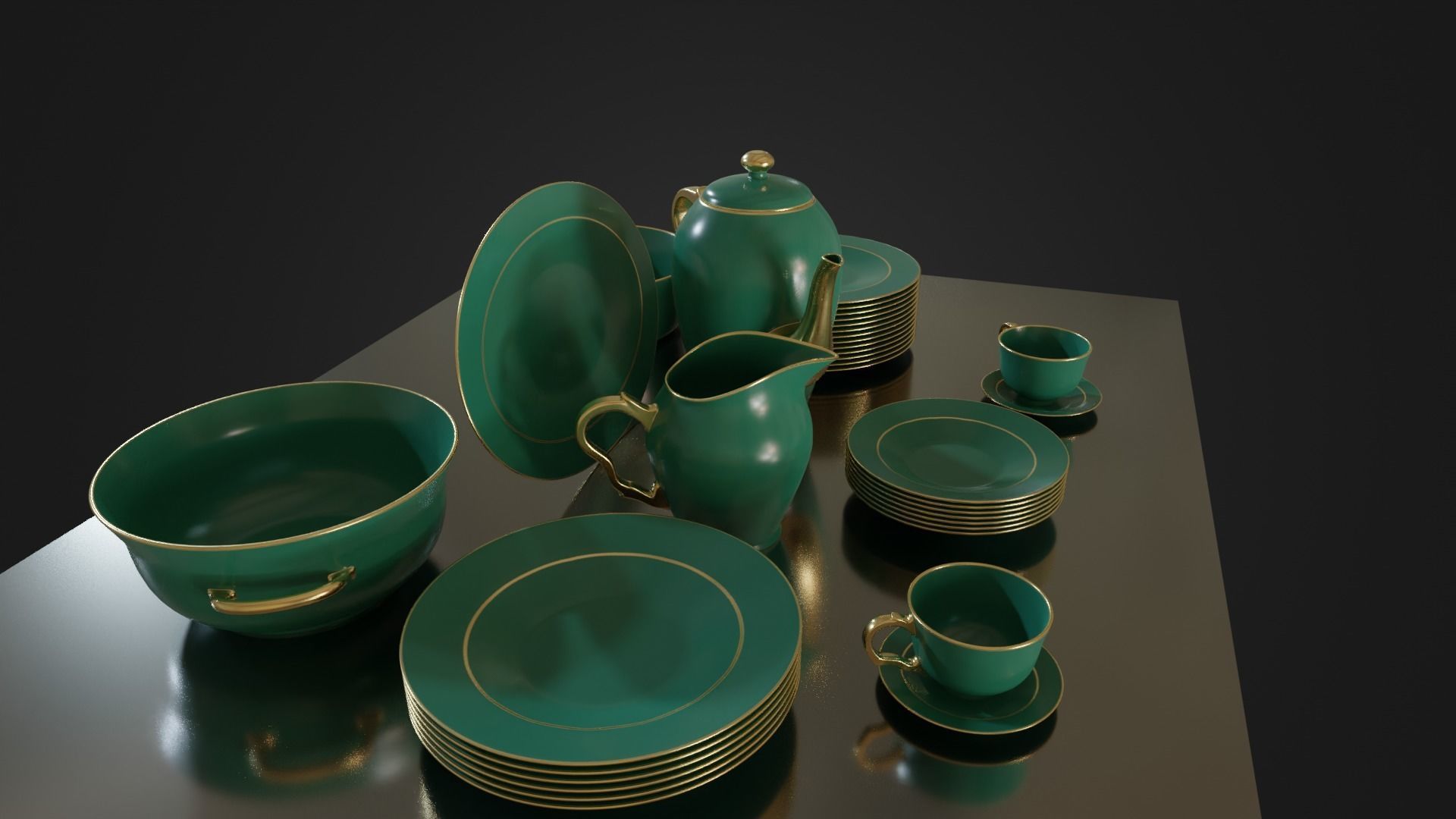Dinner set 01 Low-poly 3D model_8