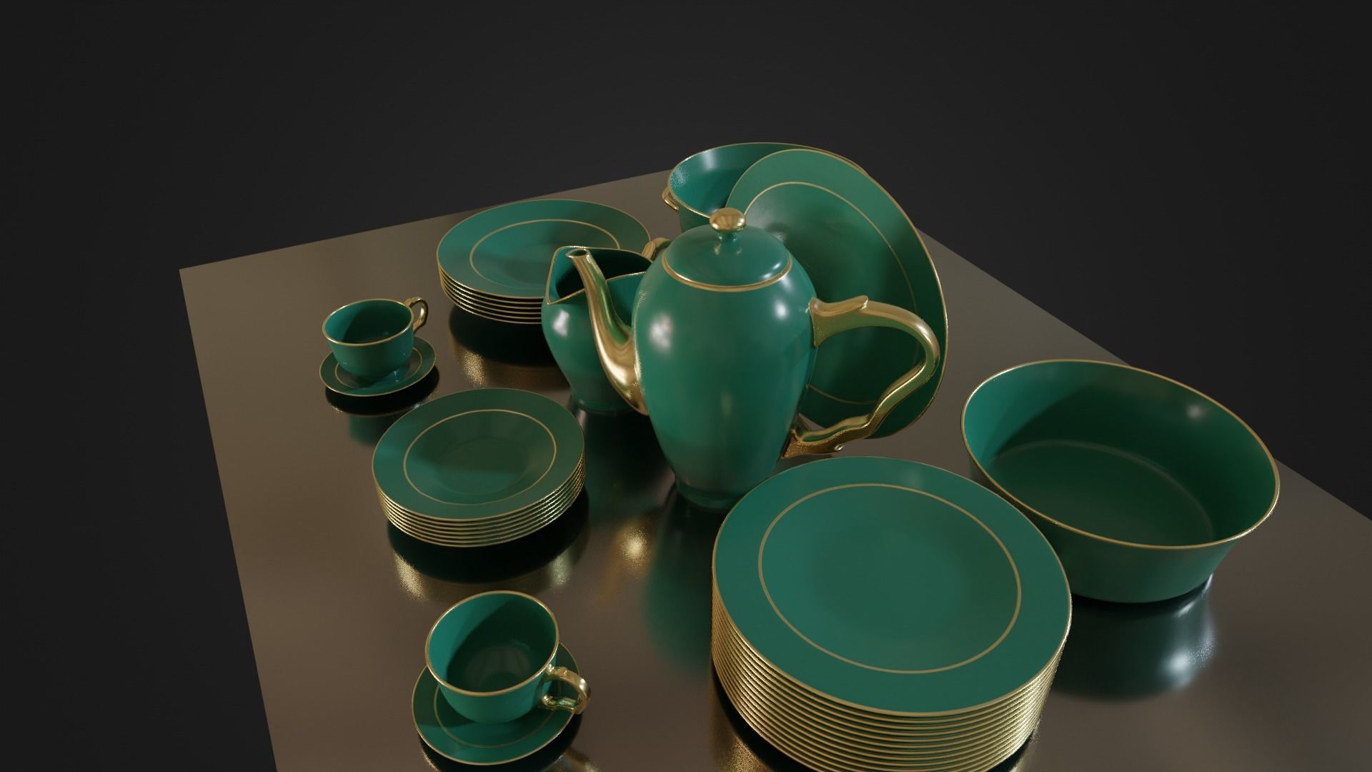 Dinner set 01 Low-poly 3D model_33