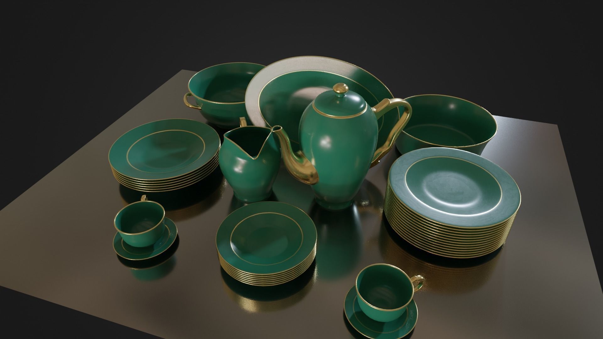 Dinner set 01 Low-poly 3D model_38