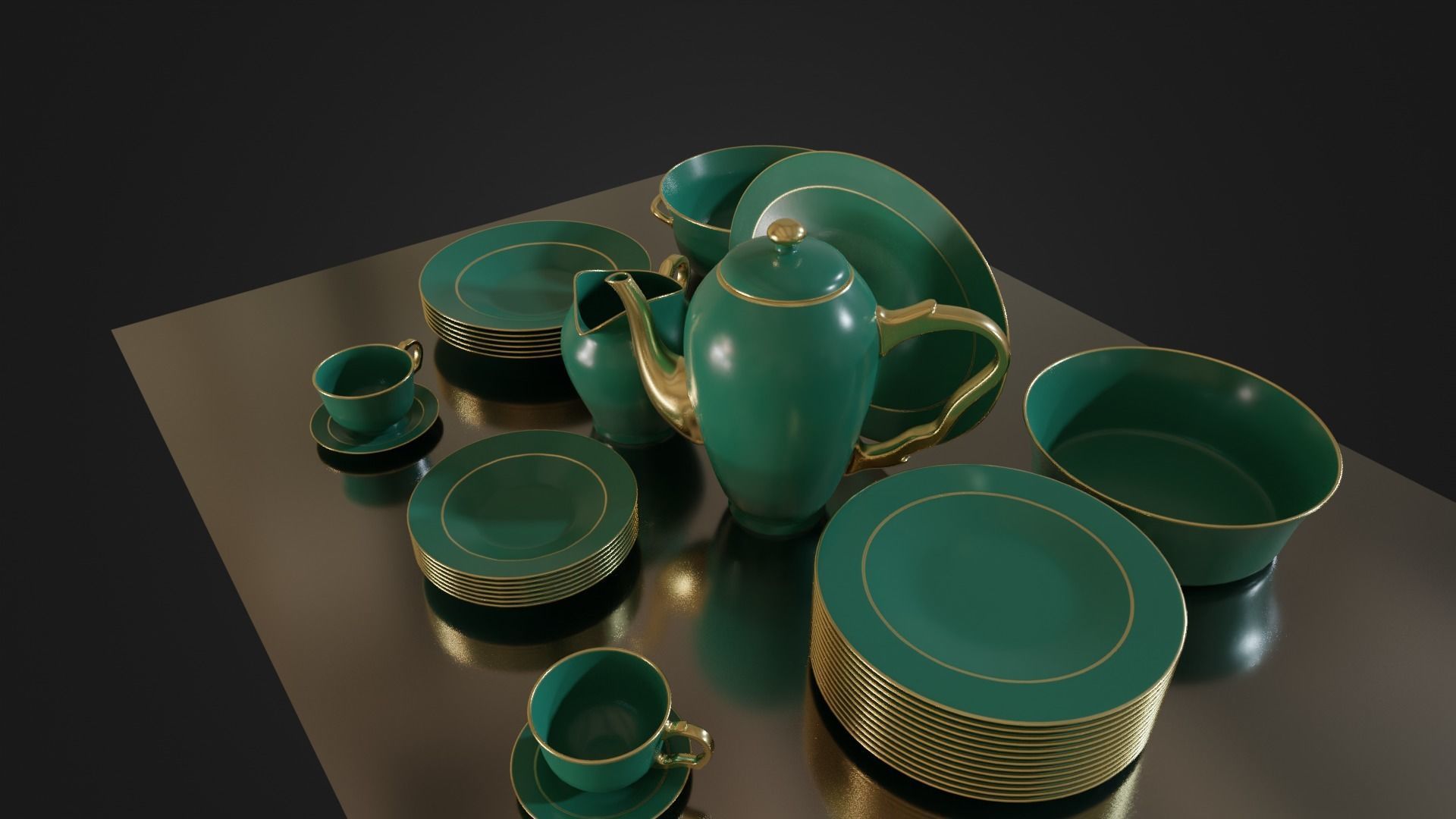 Dinner set 01 Low-poly 3D model_34
