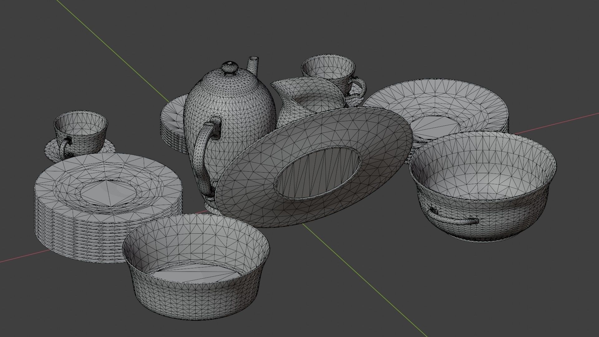 Dinner set 01 Low-poly 3D model_41