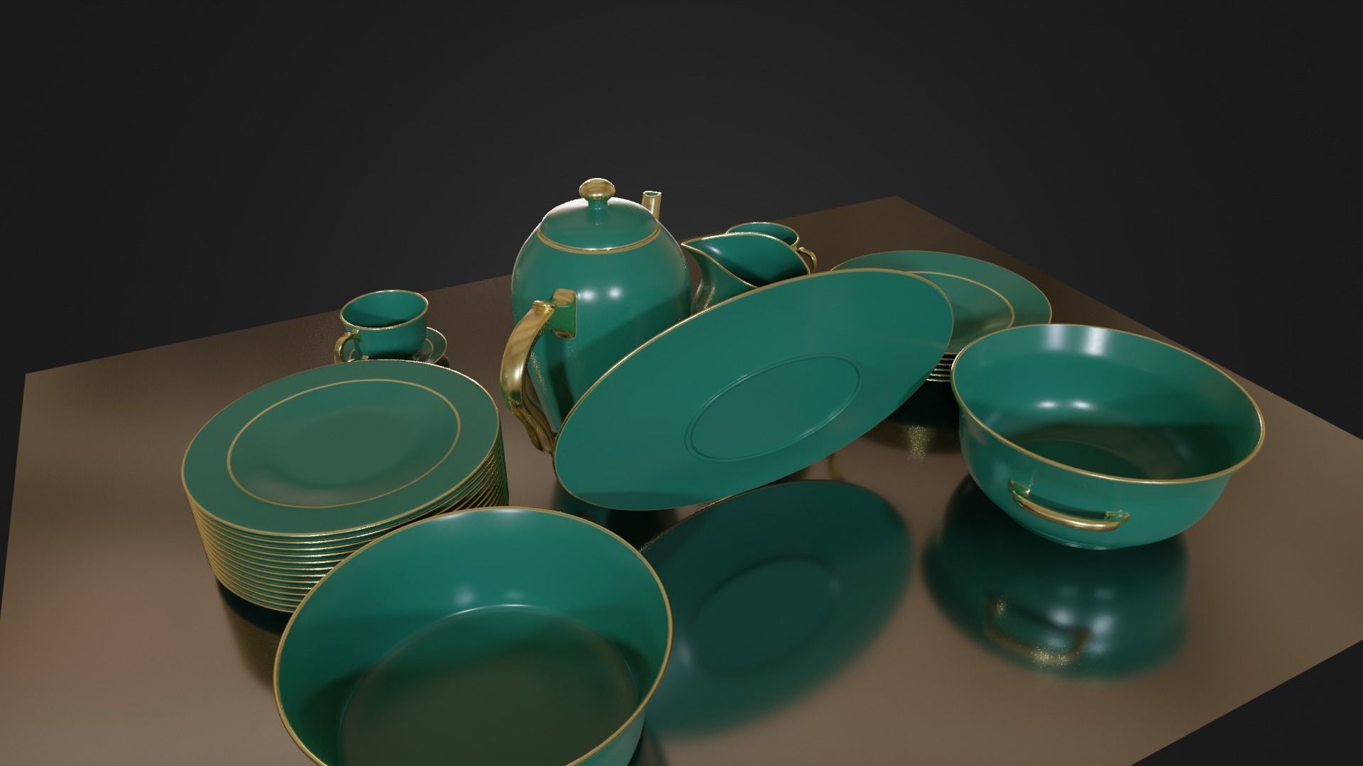 Dinner set 01 Low-poly 3D model_23