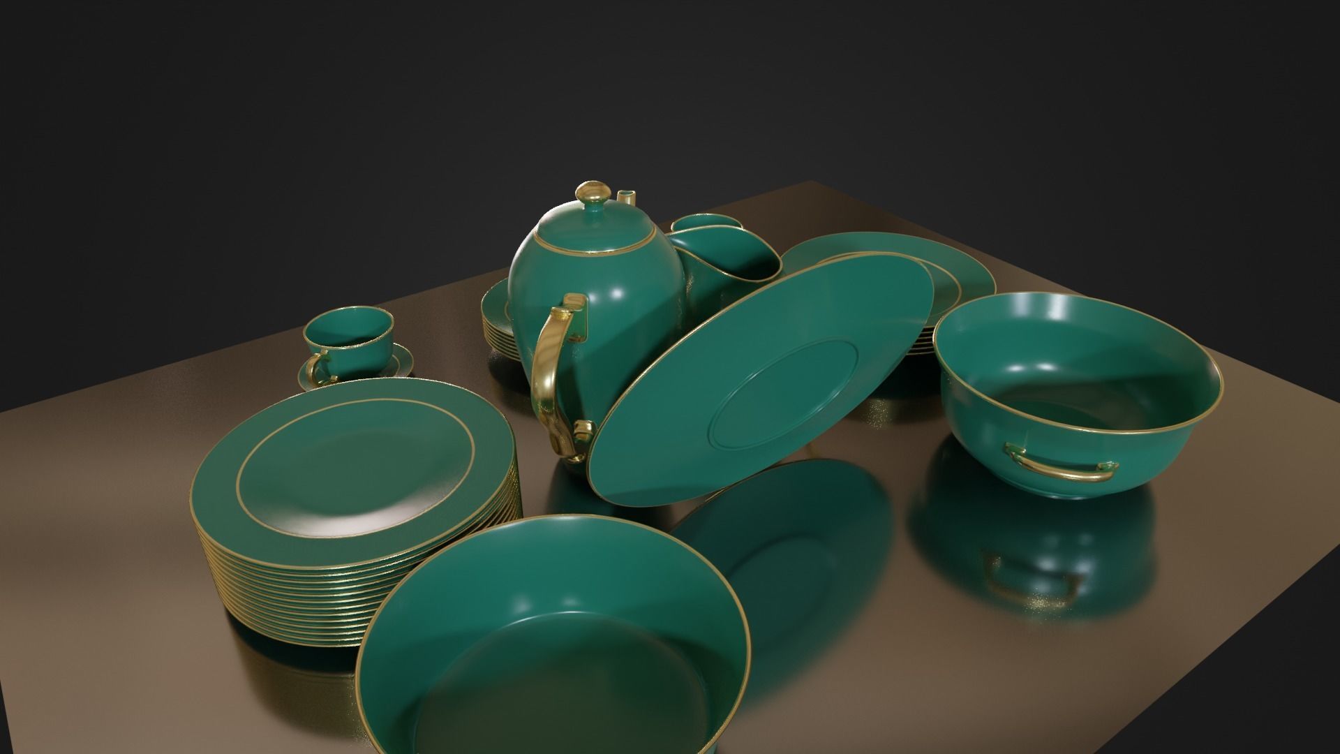 Dinner set 01 Low-poly 3D model_24