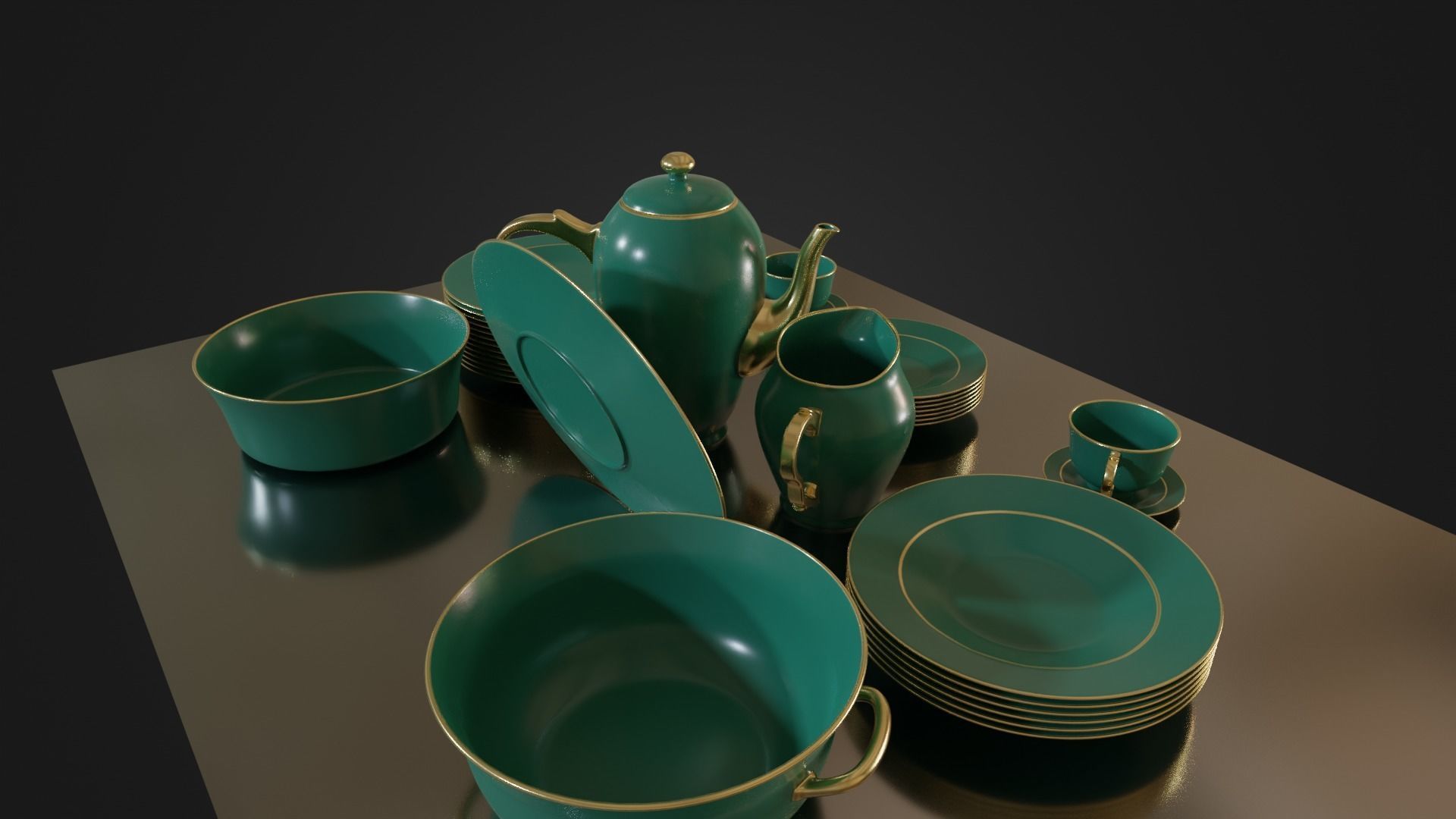 Dinner set 01 Low-poly 3D model_14