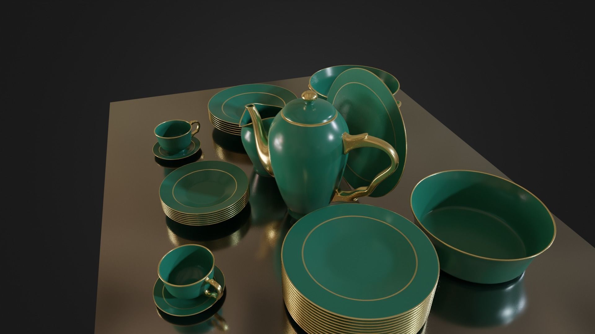 Dinner set 01 Low-poly 3D model_32