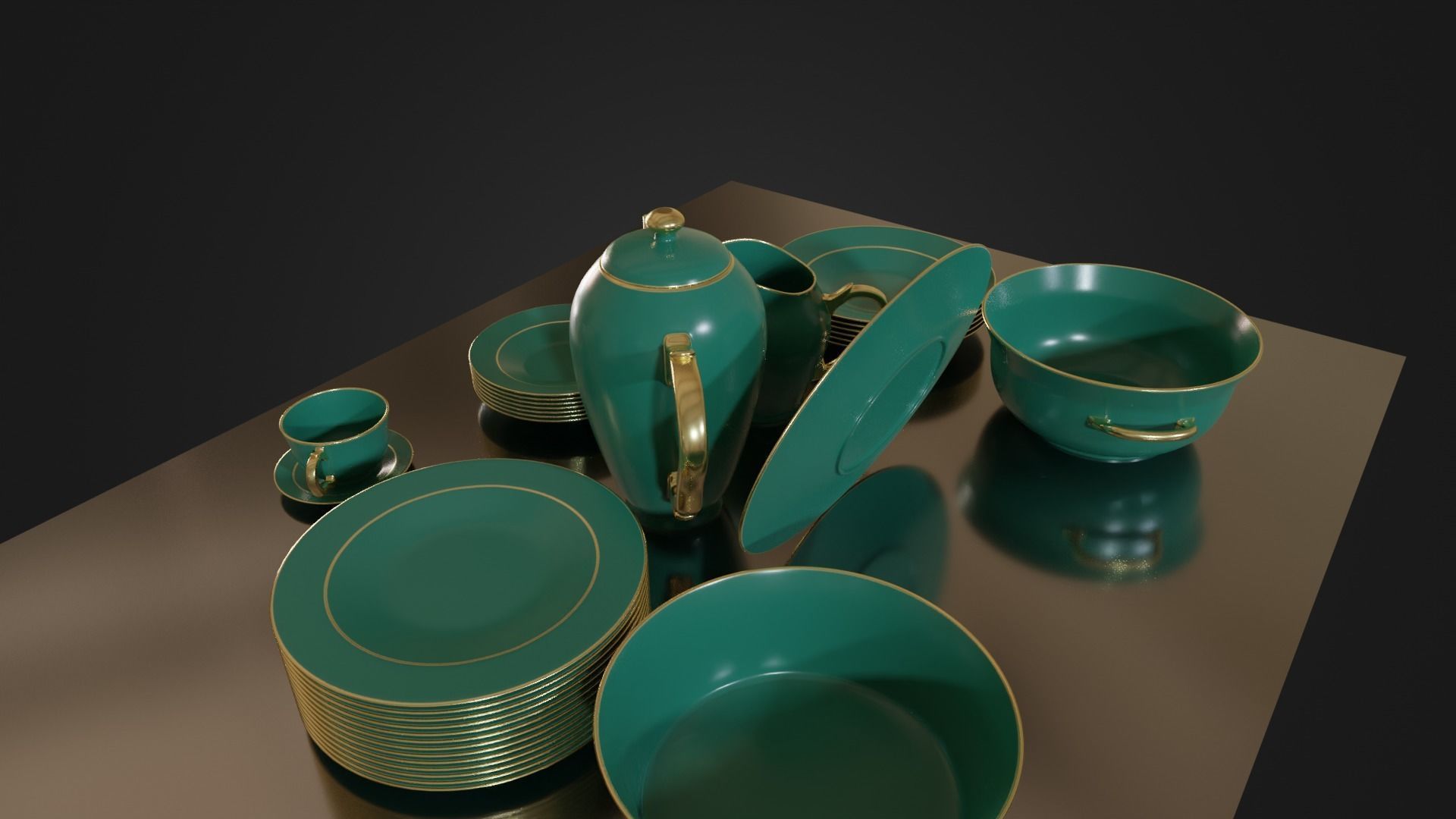 Dinner set 01 Low-poly 3D model_26