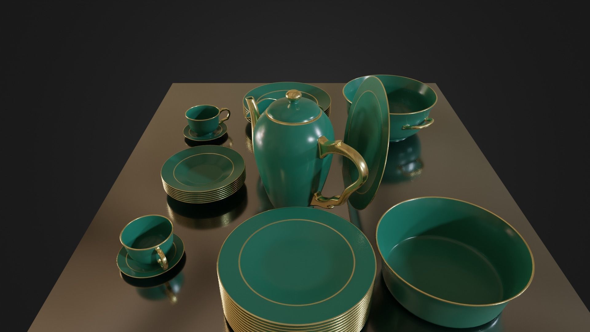 Dinner set 01 Low-poly 3D model_30