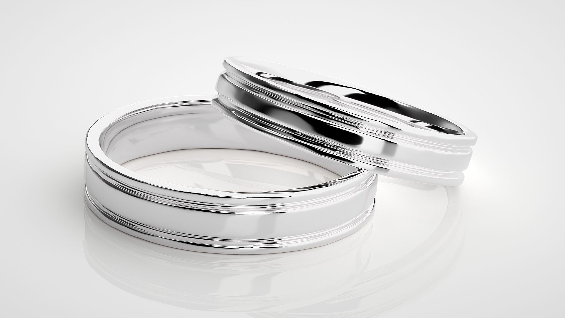 Plain Gold Couple Band Ring 3dm stl render detail 3D print model_6