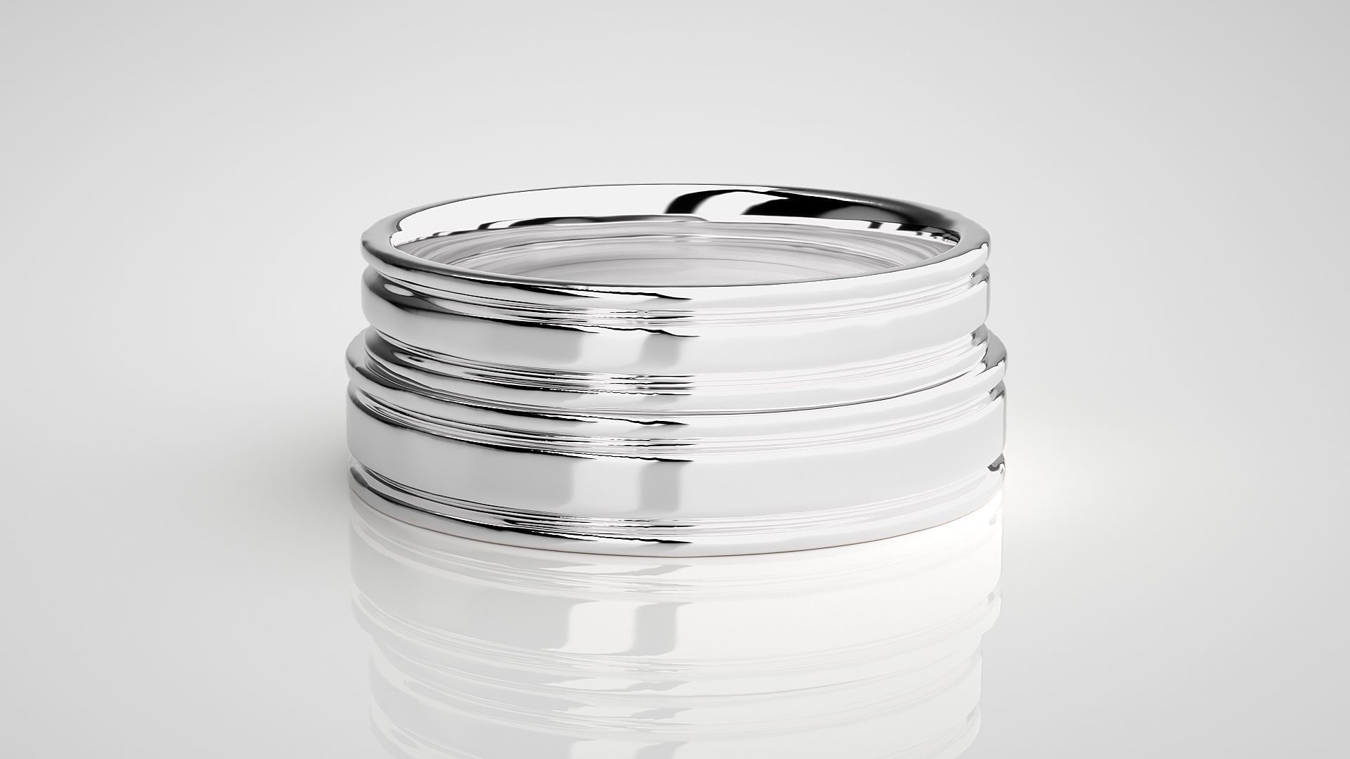 Plain Gold Couple Band Ring 3dm stl render detail 3D print model_7