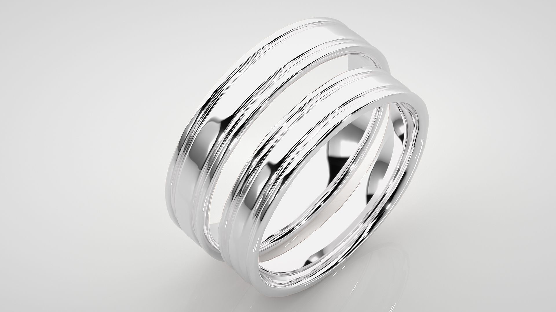 Plain Gold Couple Band Ring 3dm stl render detail 3D print model_8