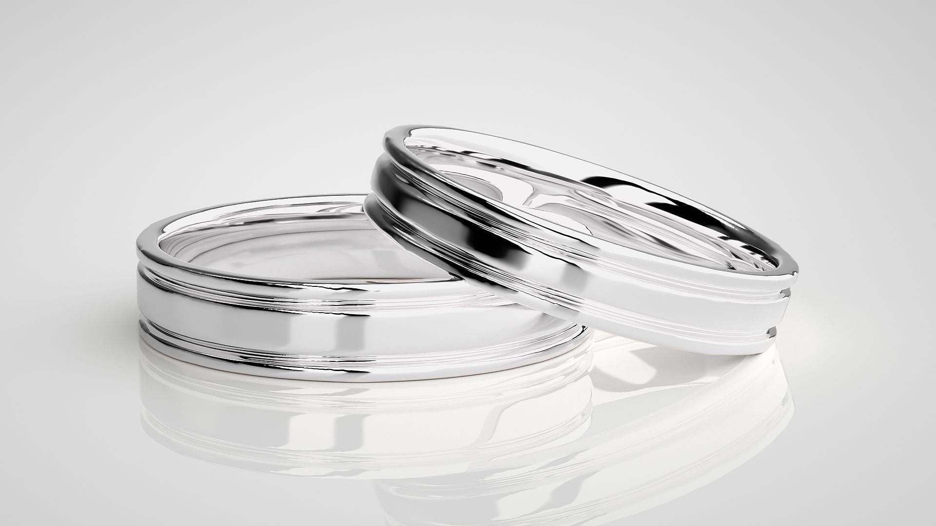 Plain Gold Couple Band Ring 3dm stl render detail 3D print model_5