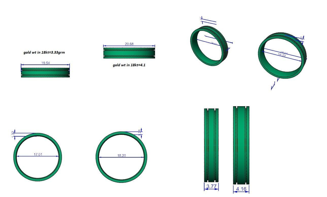 Plain Gold Couple Band Ring 3dm stl render detail 3D print model_4