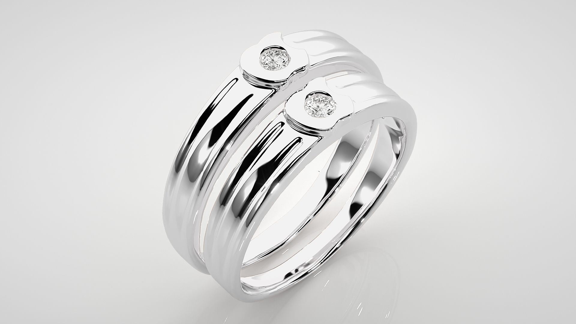 Apple Ring Solitaire Couple Band Ring 3dm stl render detail 3D print model_8