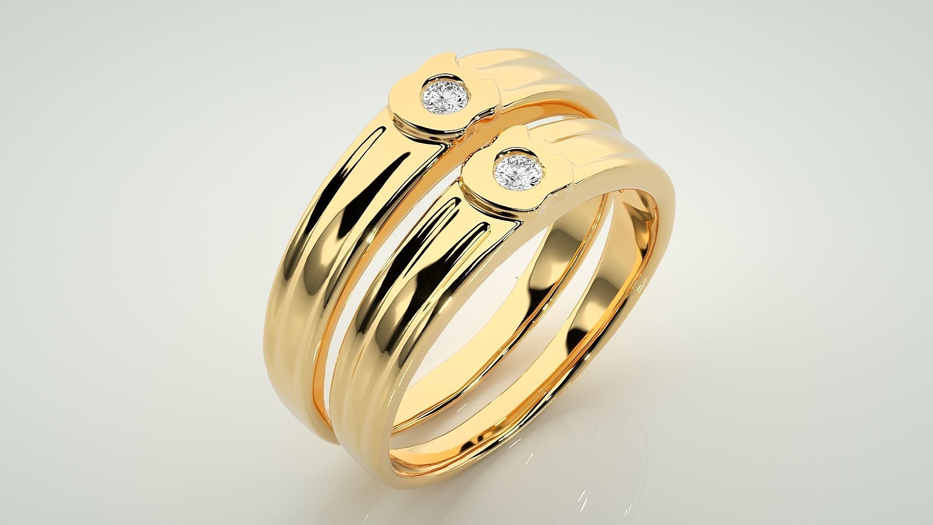 Apple Ring Solitaire Couple Band Ring 3dm stl render detail 3D print model_12
