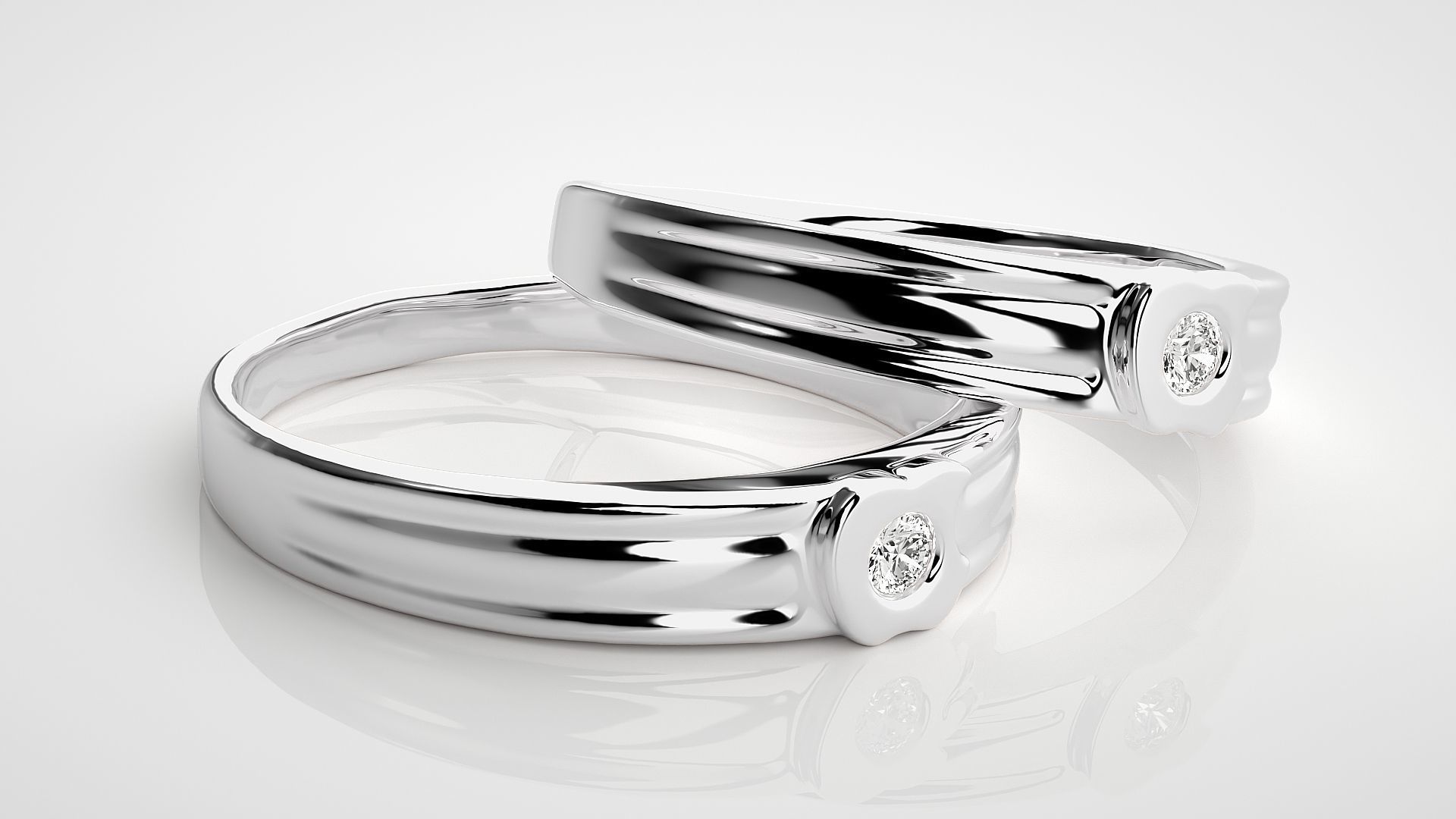 Apple Ring Solitaire Couple Band Ring 3dm stl render detail 3D print model_6