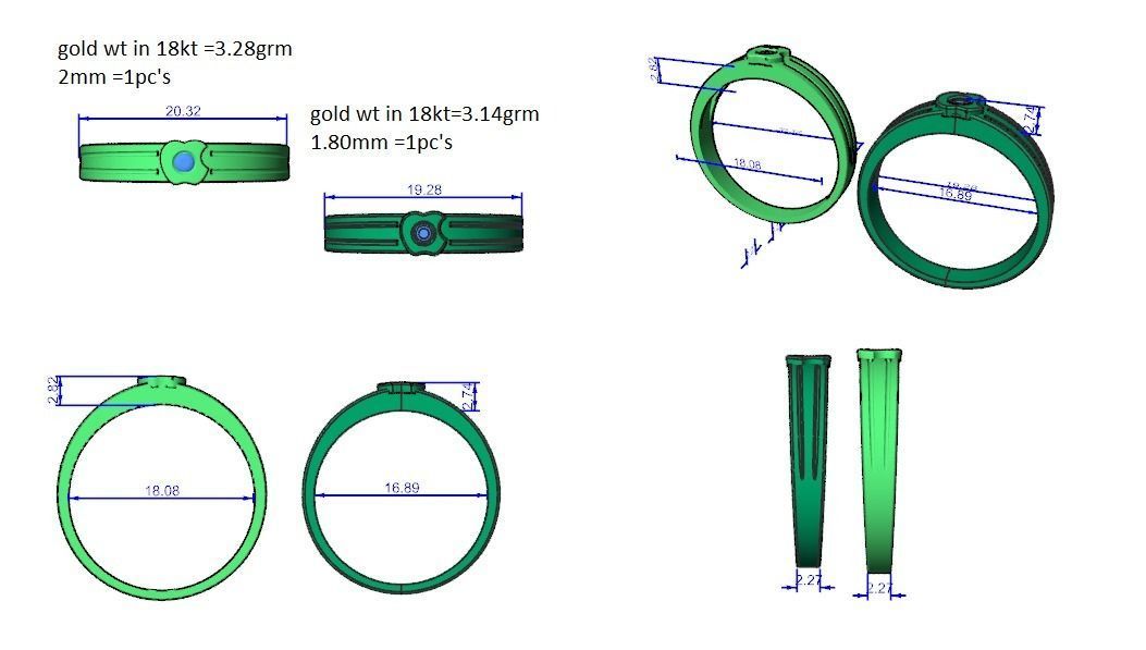 Apple Ring Solitaire Couple Band Ring 3dm stl render detail 3D print model_4