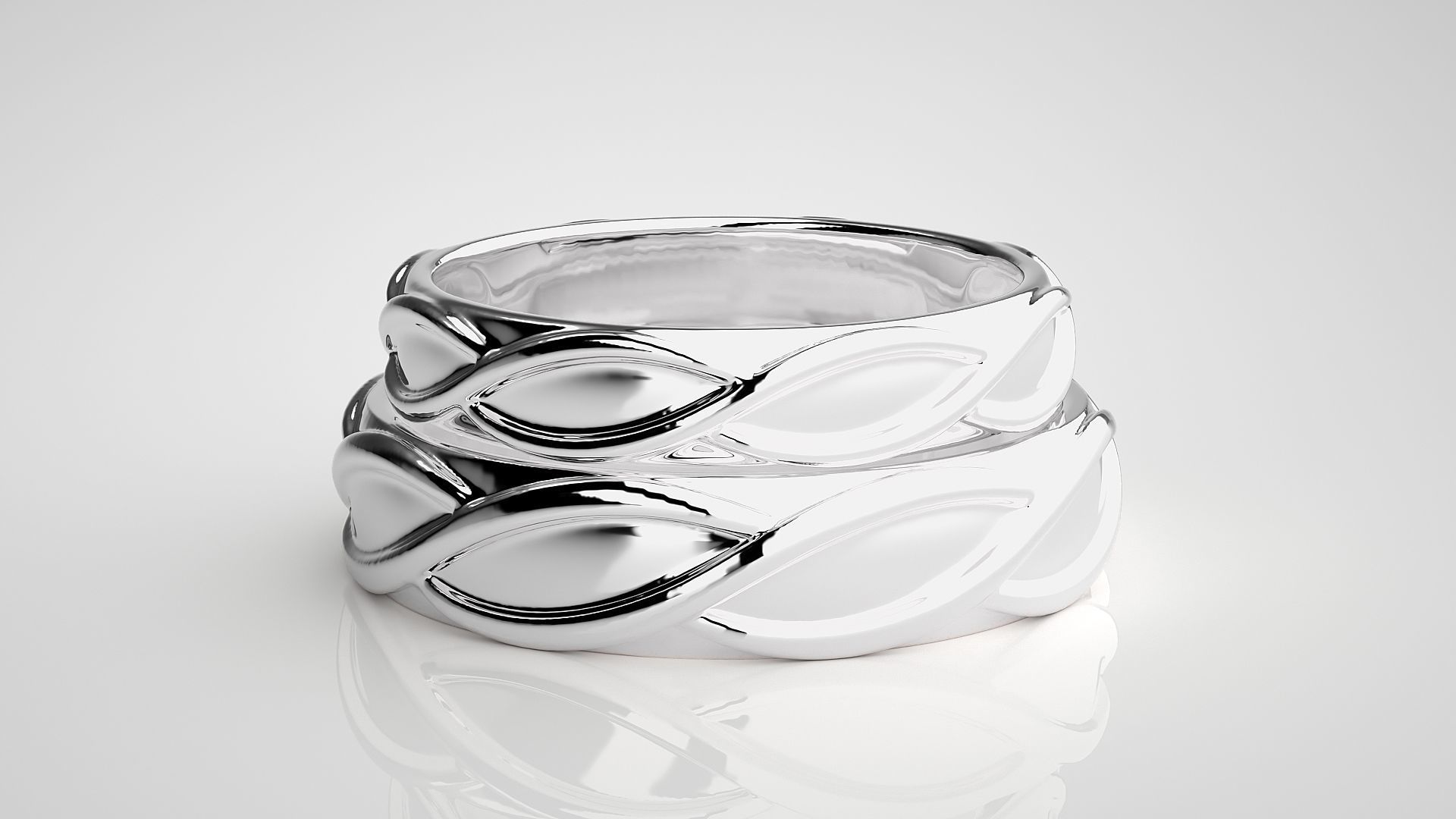 Infinity Wave Plain Gold Couple Band Ring 3dm stl render 3D print model_6