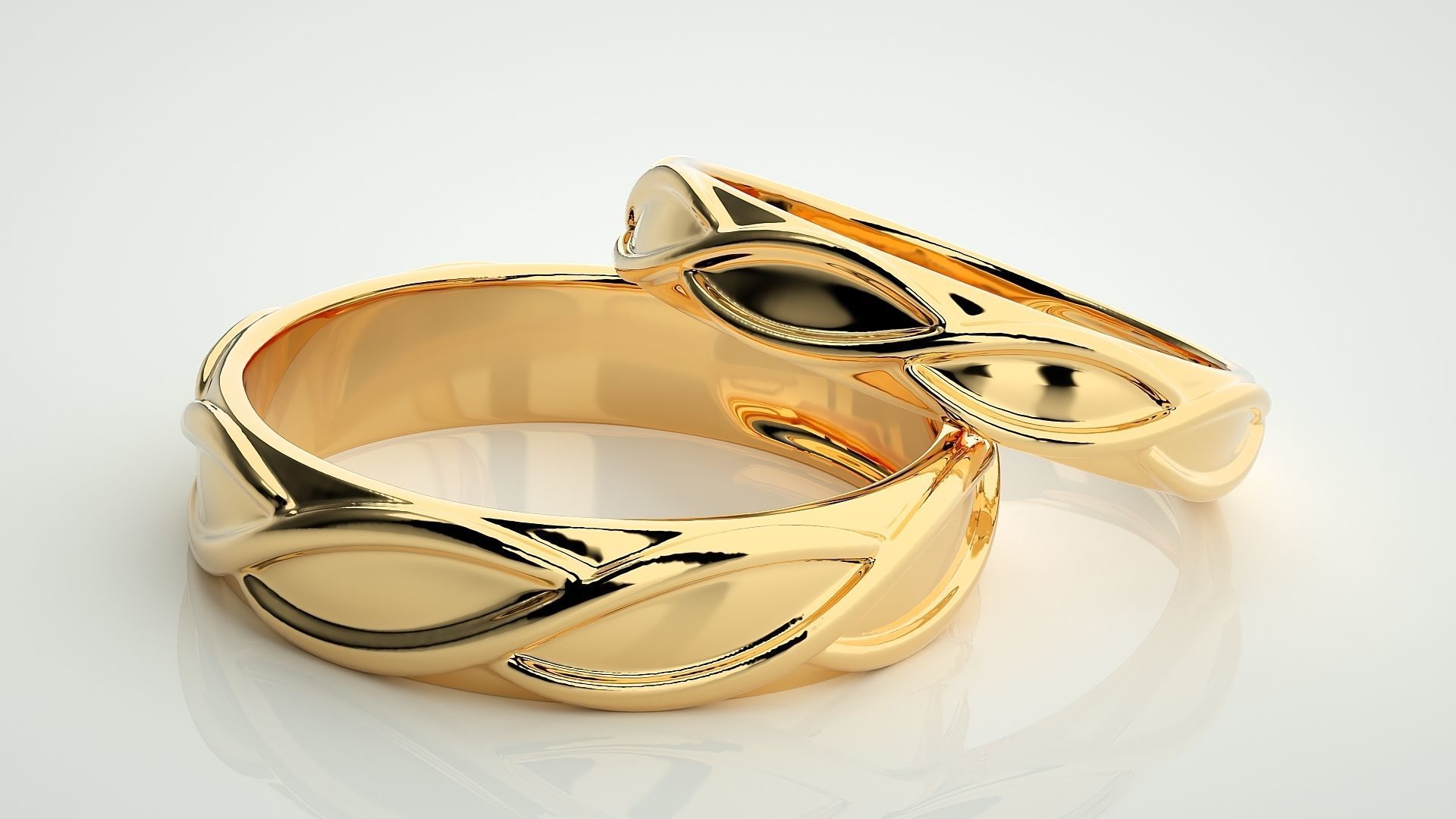 Infinity Wave Plain Gold Couple Band Ring 3dm stl render 3D print model_10