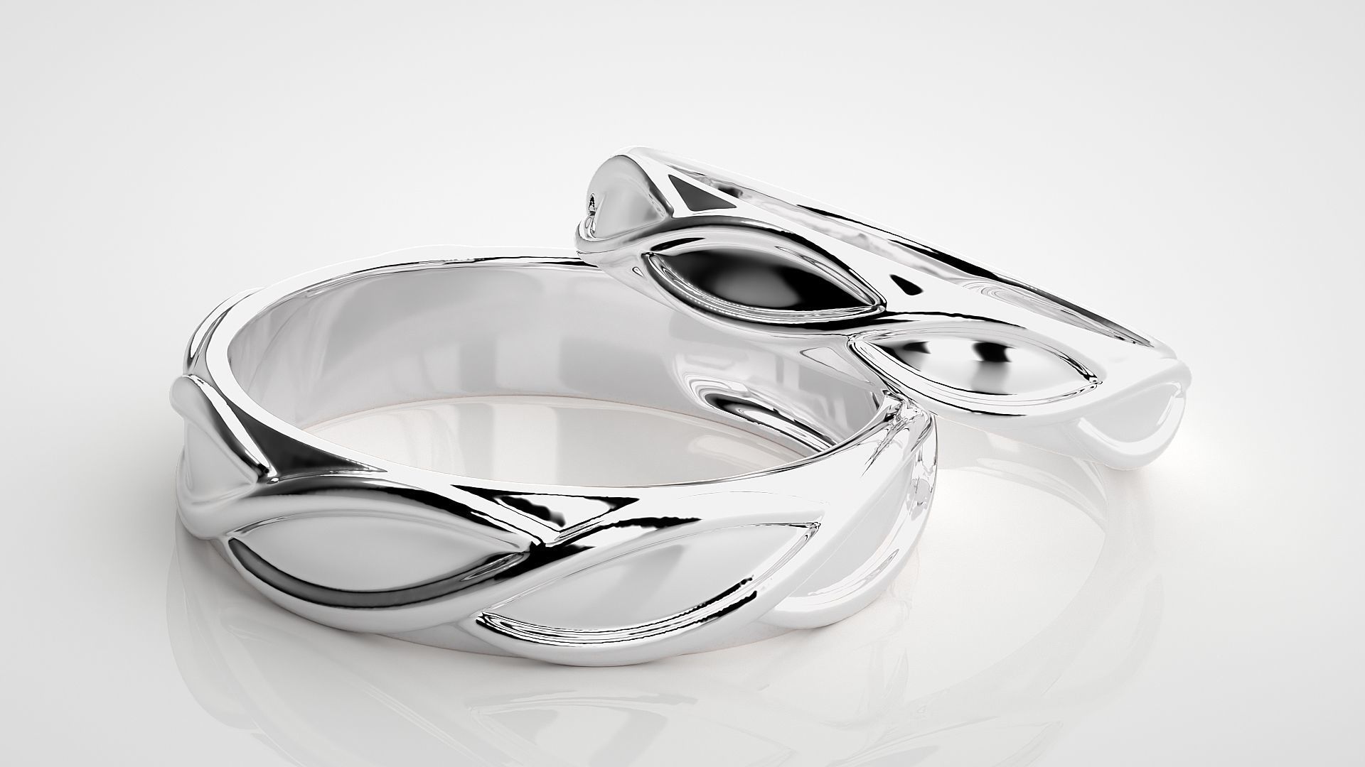 Infinity Wave Plain Gold Couple Band Ring 3dm stl render 3D print model_5