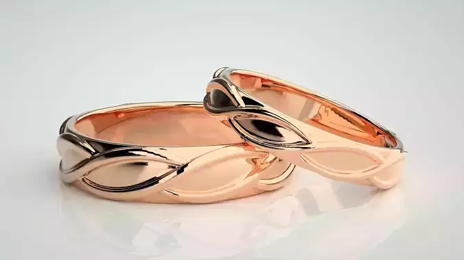 Infinity Wave Plain Gold Couple Band Ring 3dm stl render 3D print model Infinity Wave Plain Gold Couple Band Ring 3dm stl render 3D print model