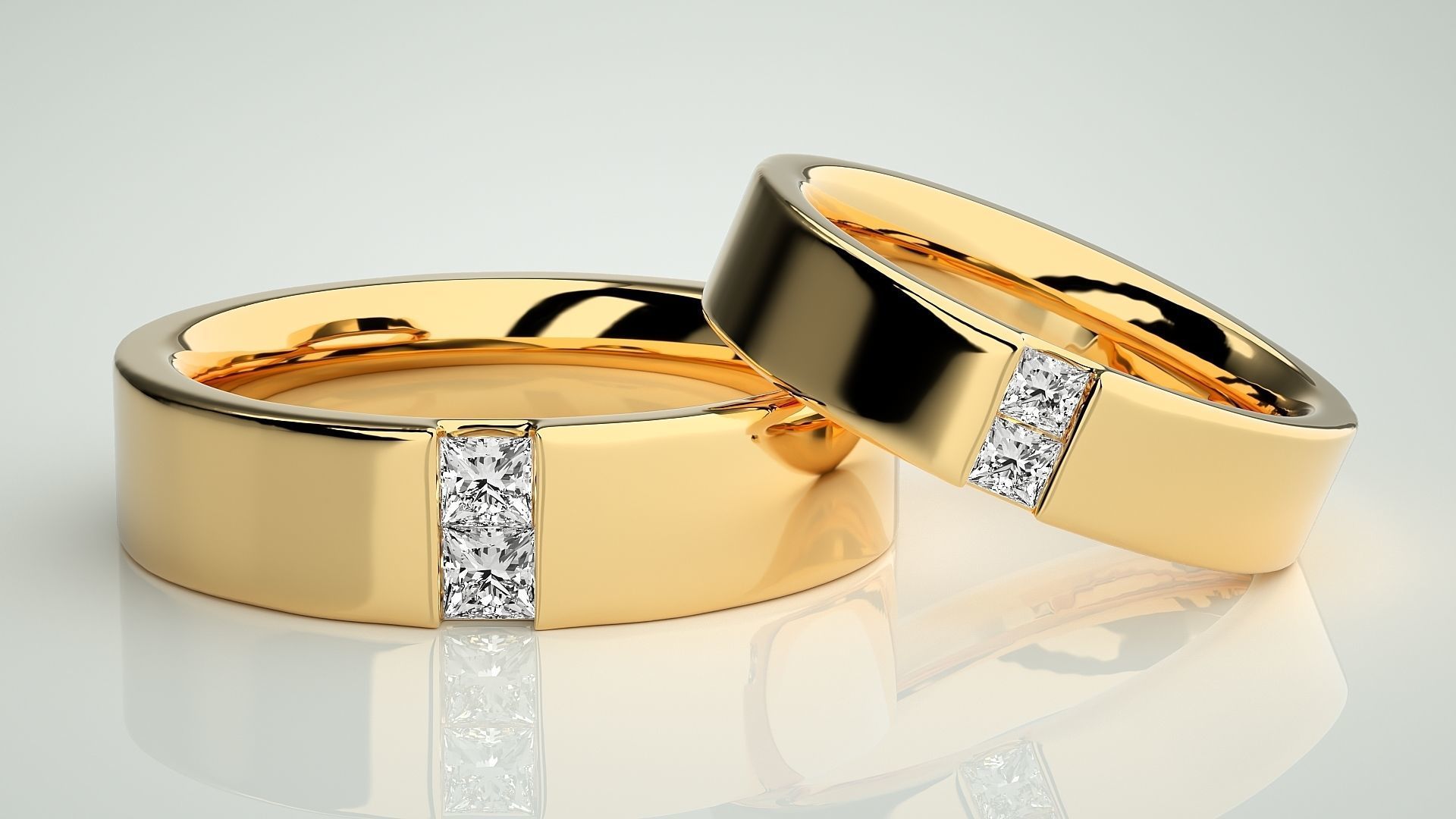 Diamond Couple Band Ring 3dm stl render detail 3D print model_9