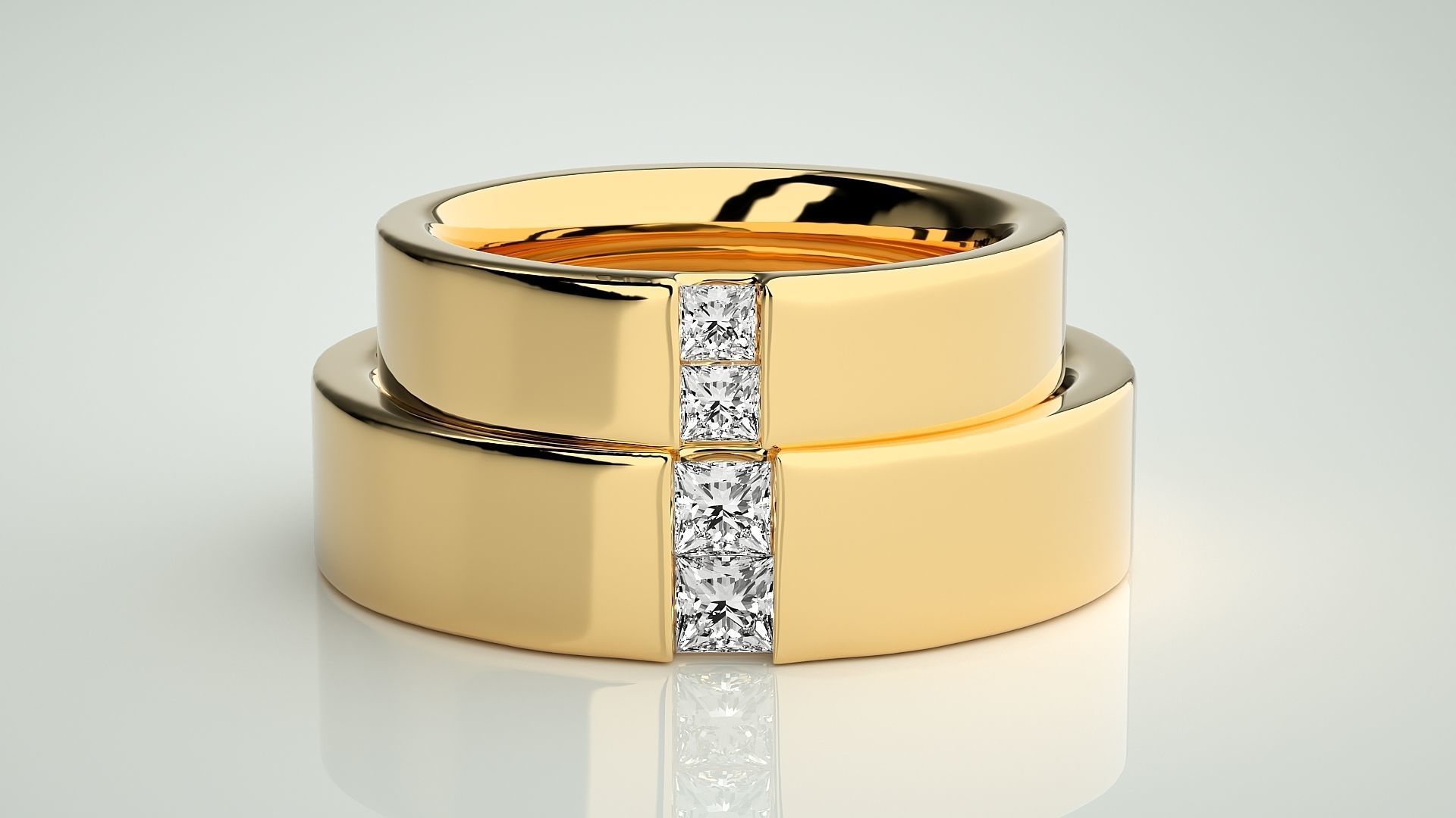 Diamond Couple Band Ring 3dm stl render detail 3D print model_11