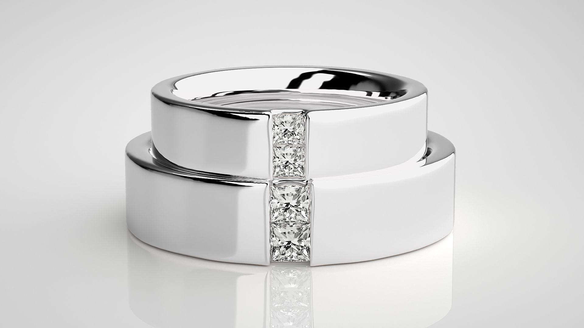 Diamond Couple Band Ring 3dm stl render detail 3D print model_6