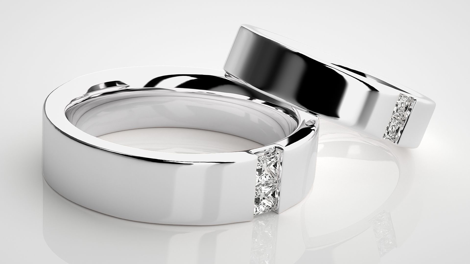 Diamond Couple Band Ring 3dm stl render detail 3D print model_5
