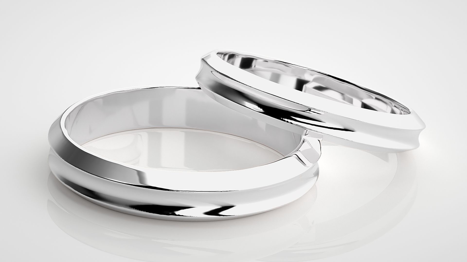 Plain Gold Couple Band Ring 3dm stl render detail 3D print model_5