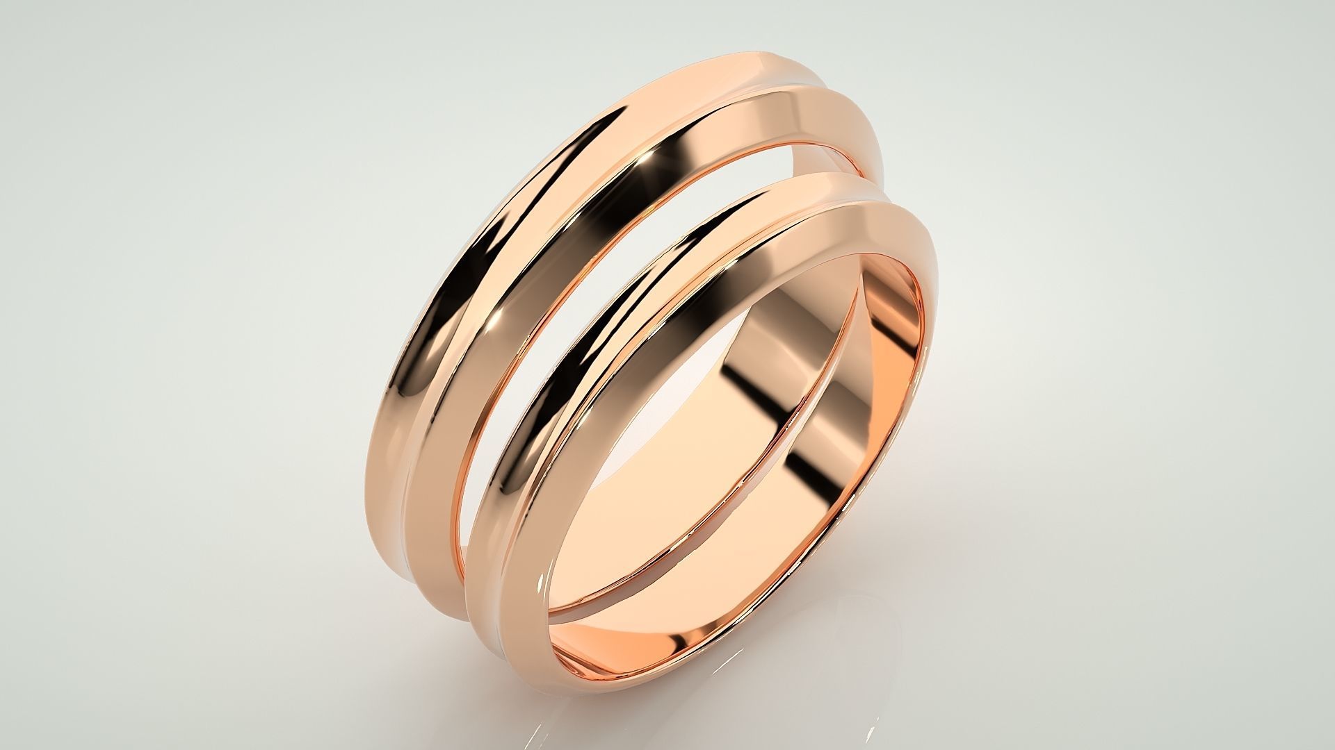 Plain Gold Couple Band Ring 3dm stl render detail 3D print model_3