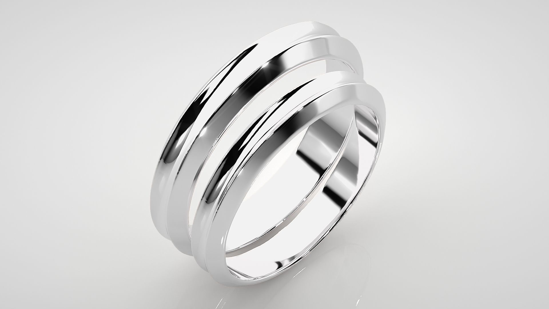 Plain Gold Couple Band Ring 3dm stl render detail 3D print model_7