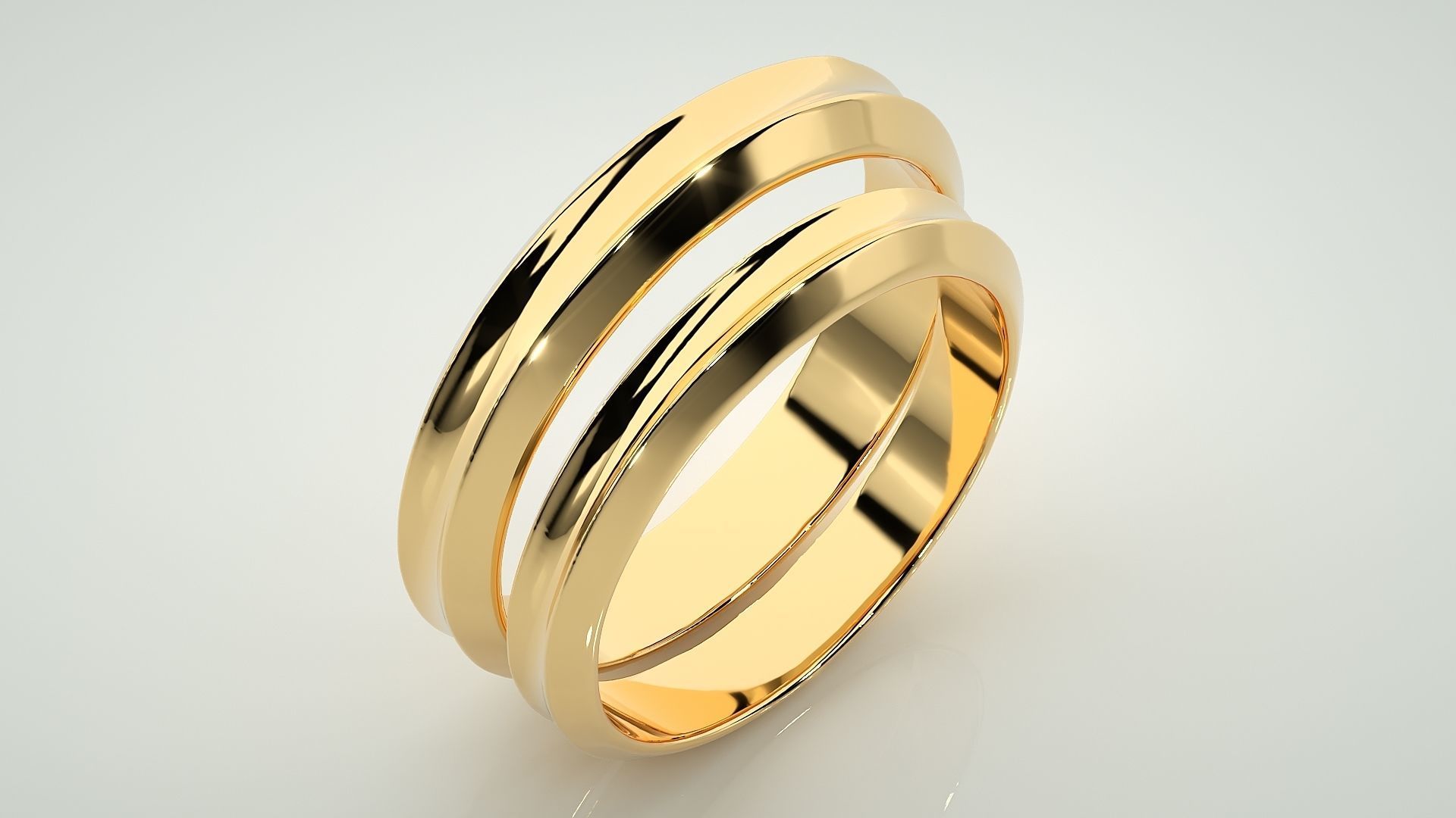 Plain Gold Couple Band Ring 3dm stl render detail 3D print model_12