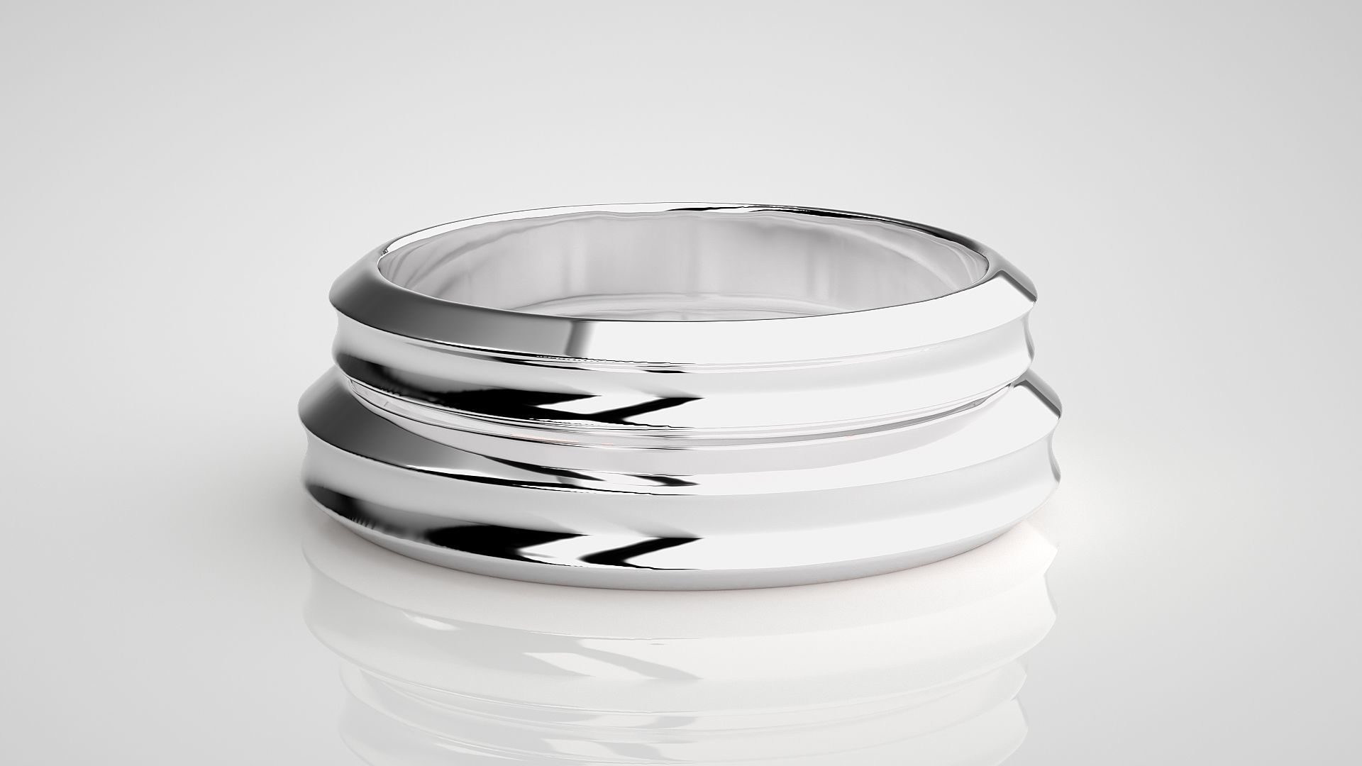 Plain Gold Couple Band Ring 3dm stl render detail 3D print model_6