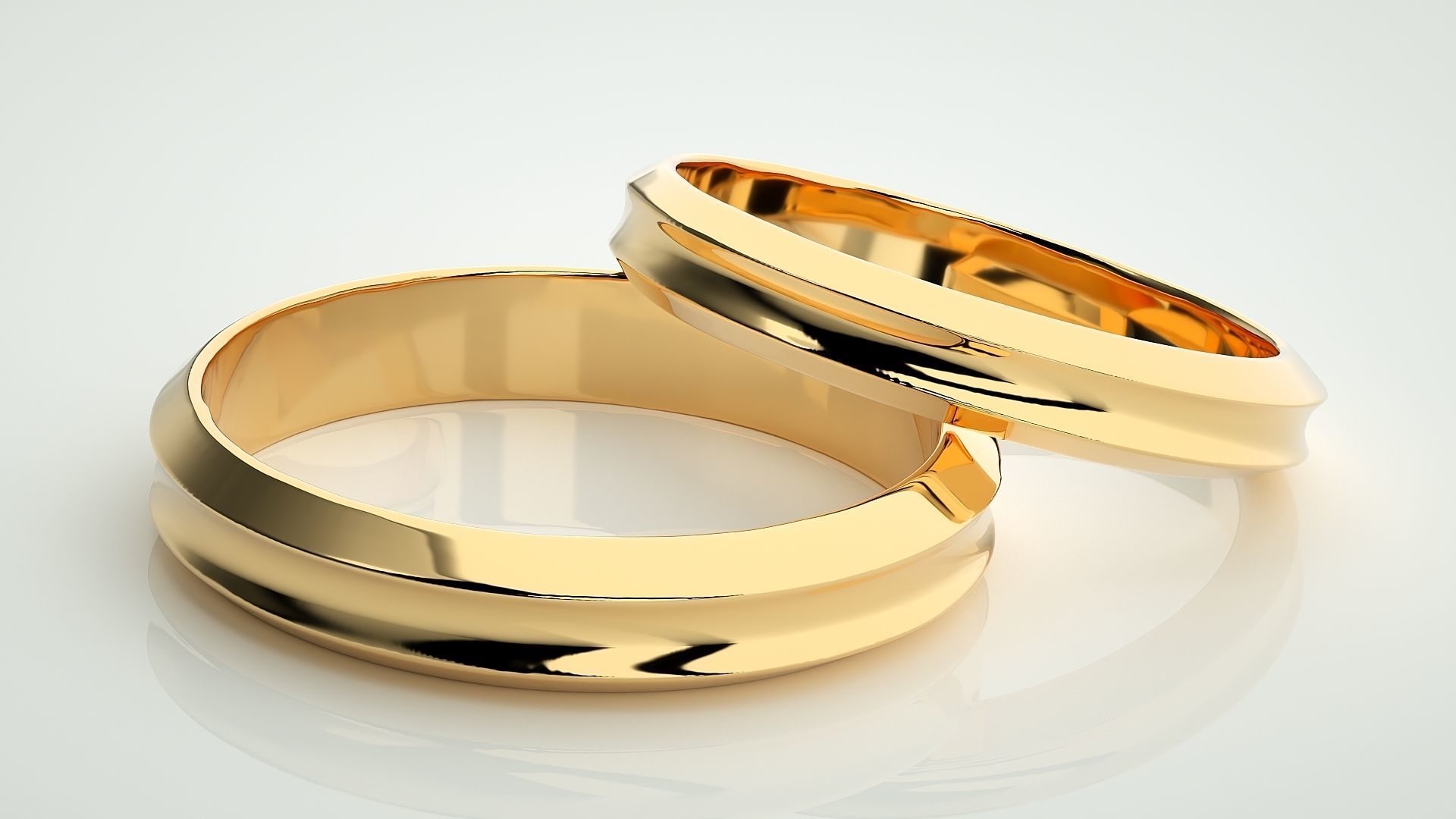 Plain Gold Couple Band Ring 3dm stl render detail 3D print model_10