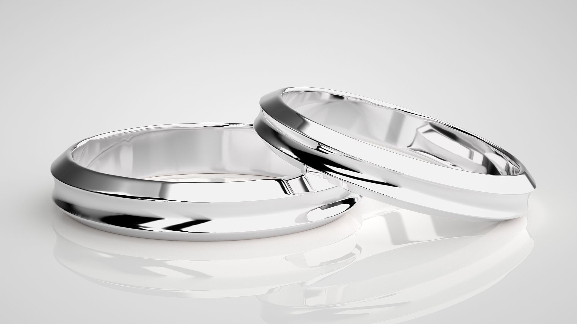 Plain Gold Couple Band Ring 3dm stl render detail 3D print model_4