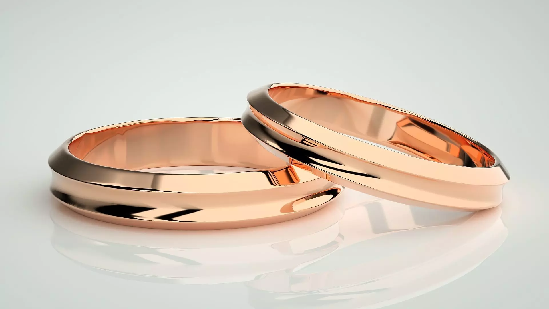 Plain Gold Couple Band Ring 3dm stl render detail 3D print model_0