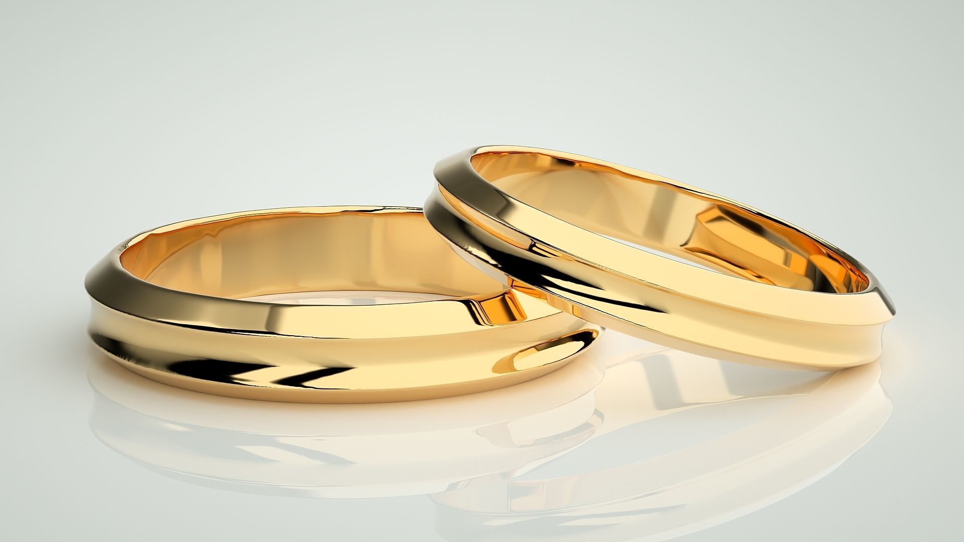 Plain Gold Couple Band Ring 3dm stl render detail 3D print model_9