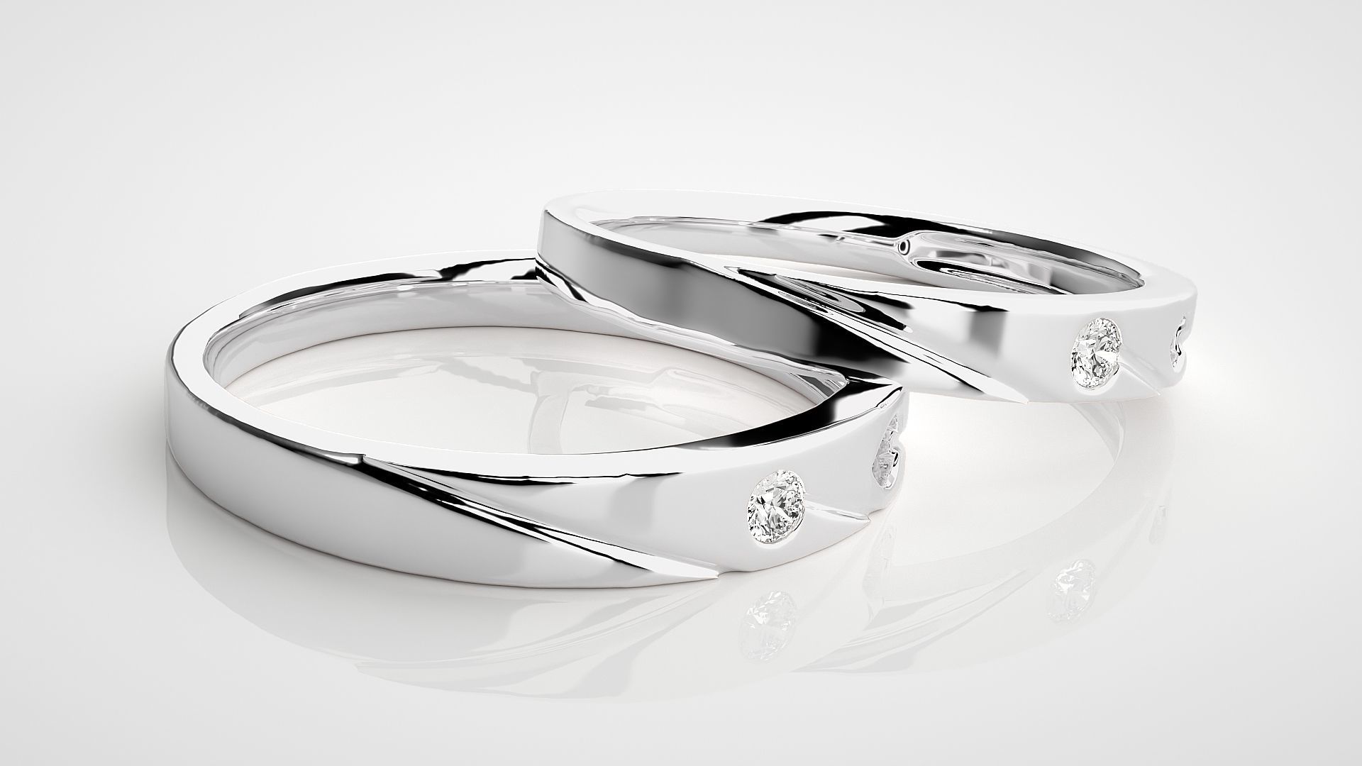 Heart Love Valentine Solitaire Couple Band Ring 3dm stl render  3D print model_6