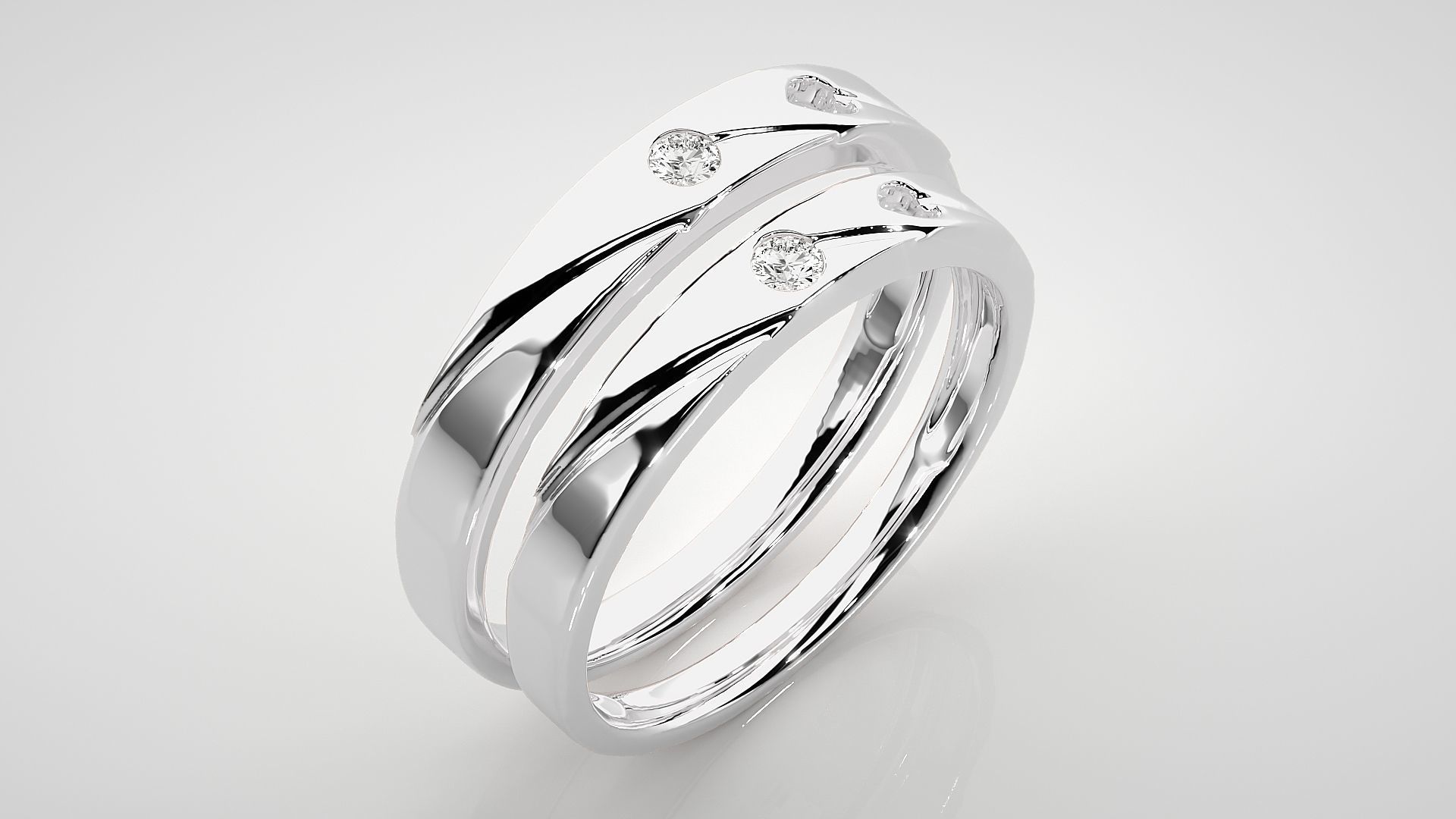 Heart Love Valentine Solitaire Couple Band Ring 3dm stl render  3D print model_8