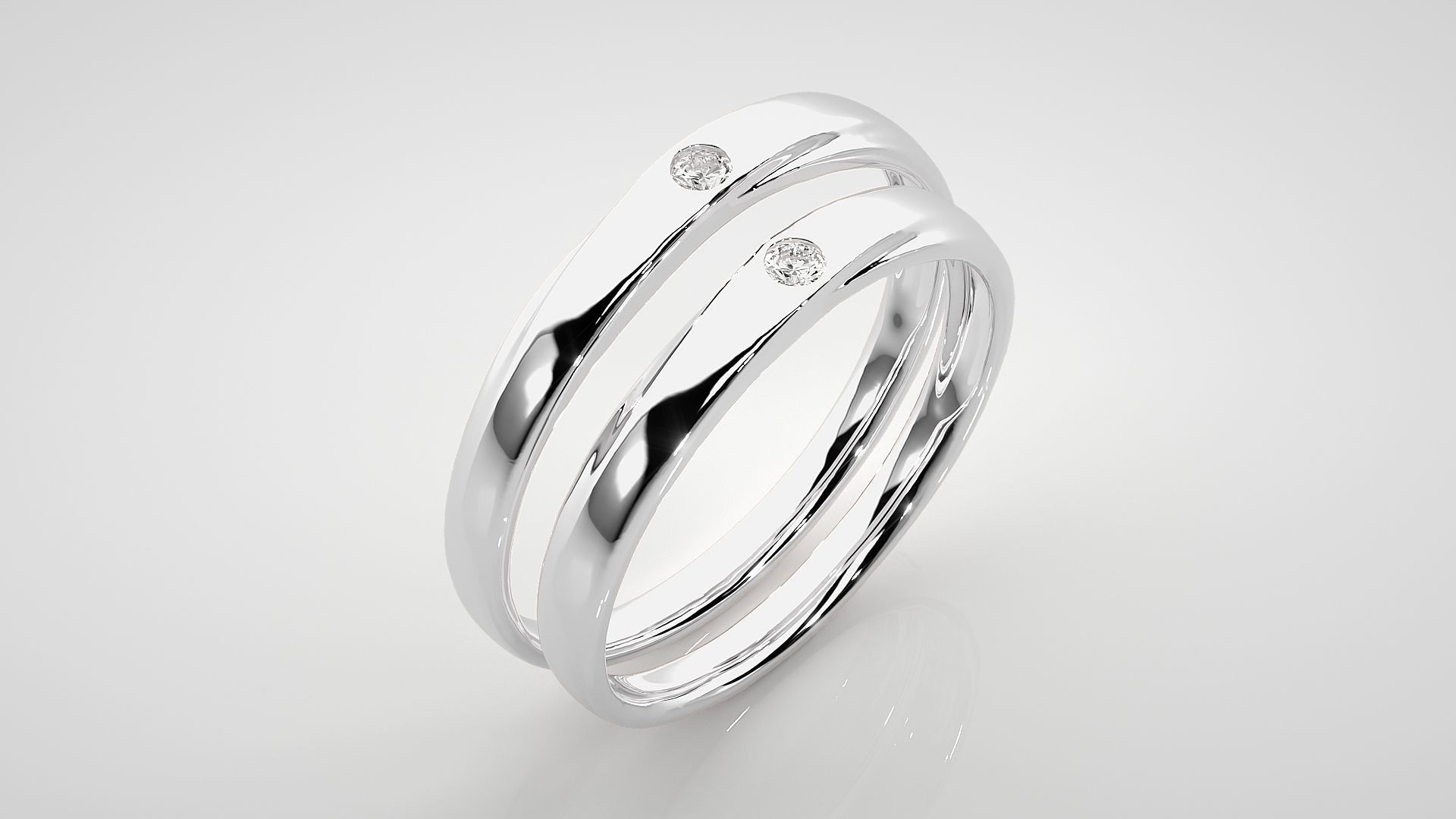 Solitaire Couple Band Ring 3dm stl render detail 3D print model_8