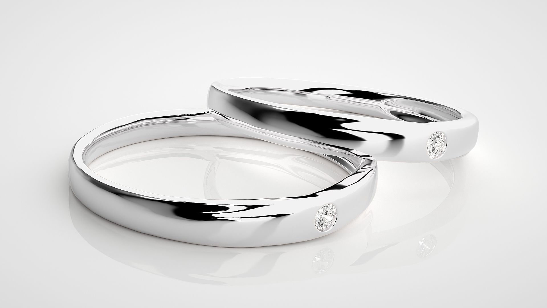 Solitaire Couple Band Ring 3dm stl render detail 3D print model_6